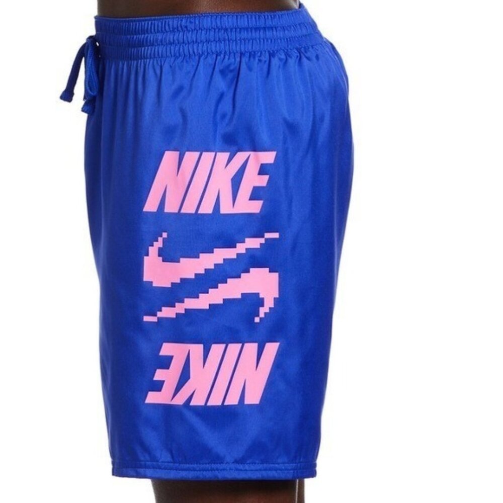 Nike Swim Trunks Men Small Blue Pink 7” Inseam Mesh Lined Pocket Beach Swimwear - Picture 1 of 3